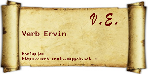 Verb Ervin névjegykártya